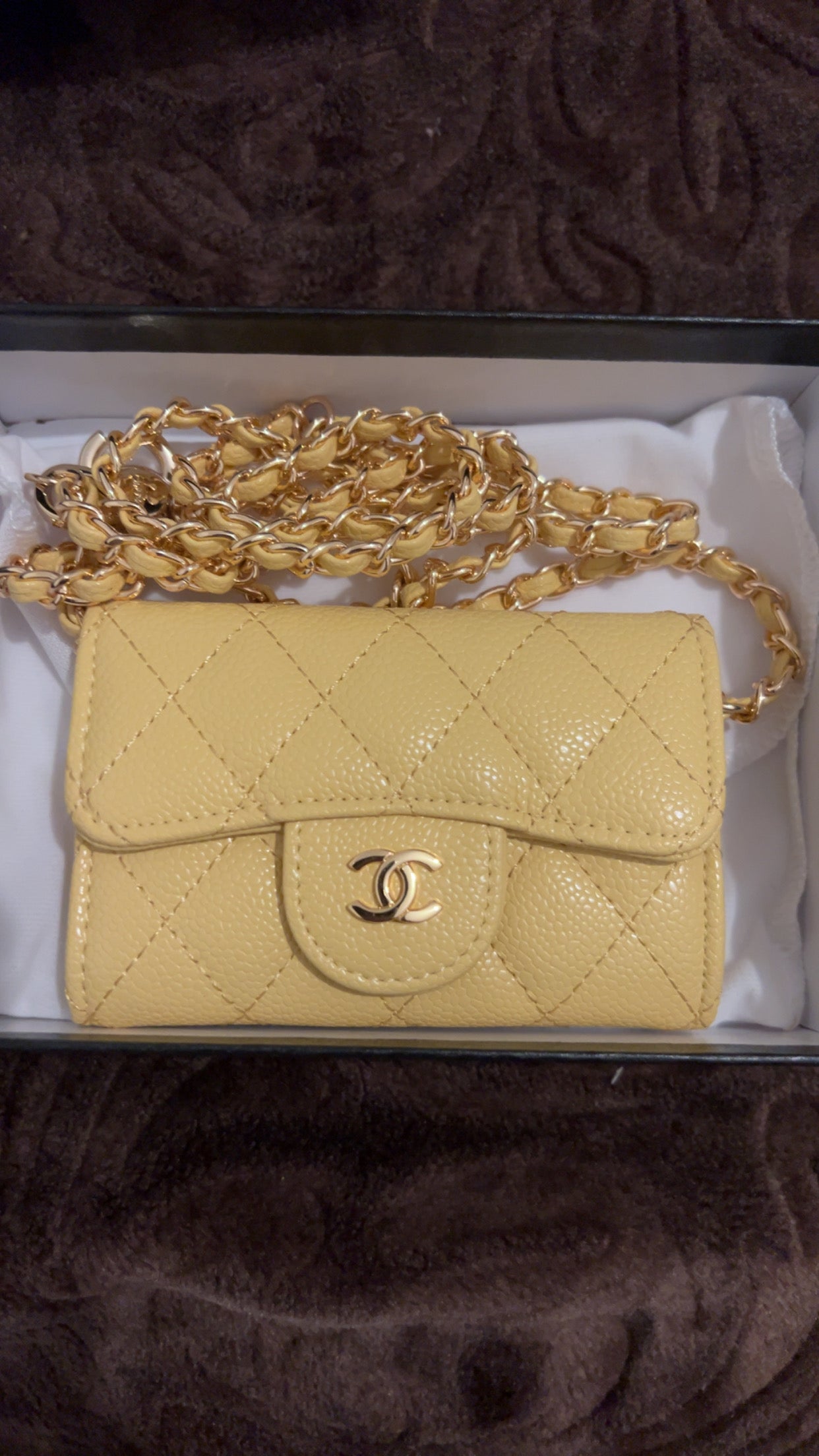 Mini sac Chanel jaune citron grainé 💛