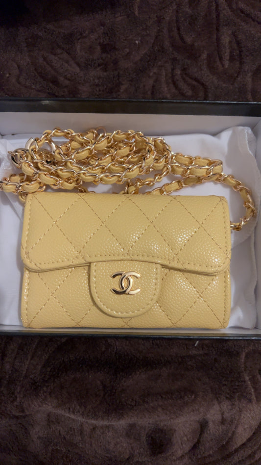 Mini sac Chanel jaune citron grainé 💛