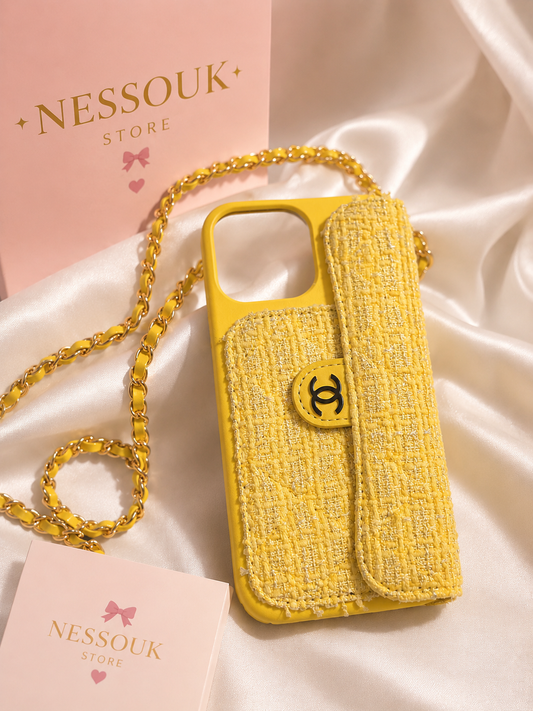 Coque CC jaune iPhone 13 Pro Max