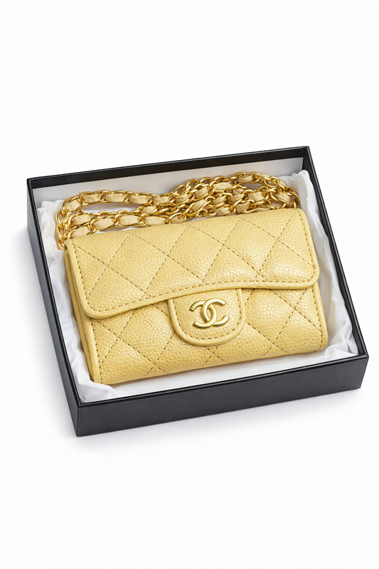 Mini sac Chanel jaune citron grainé 💛